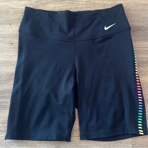 Pre-owned Nike Rainbow Pride Activewear Biker Shorts Black Medium